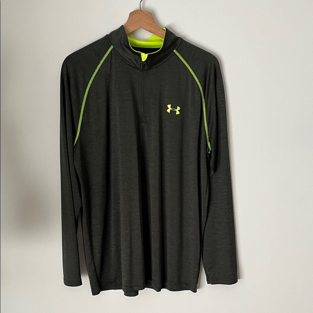 Under Armour Men's Charcoal Long Sleeve Shirt with Neon Accents